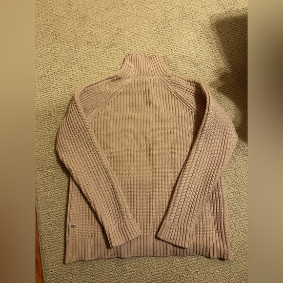 Lululemon Pink Chunky Knit Mock Neck Turtleneck Cable Oversized Sweater Womens 6 - Picture 2 of 6